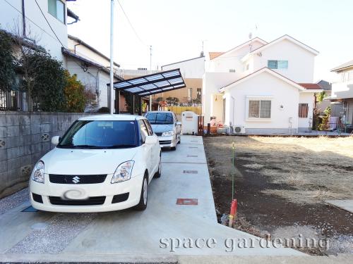 埼玉県さいたま市　新築外構工事　シンプル　駐車場　土間コンクリート